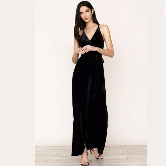 YUMI KIM RUSH HOUR VELVET WRAP MAXI DRESS GOWN - Picture 3 of 5